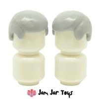 LEGO Minifigure Hair x2 - Light Bluish Grey Short Smooth Wig NEW H99