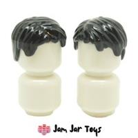 LEGO Minifigure Hair x2 - Black Tousled with Side Parting NEW H96