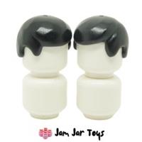 LEGO Minifigure Hair 2x NEW Black Wig Pieces Short Smooth Style H57