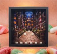 Display frame for Lego Willy Wonka & The Chocolate Factory minifigures 27cm
