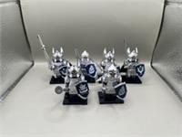 Set of 6: Swan Knights of Gondor. Custom Lord of the Rings Minifigures Lego