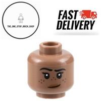 LEGO Medium Brown Minifigure, Head Female Black Eyebrows 3626pb3164 Choose QTY