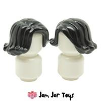 LEGO Minifigure Hair 2x NEW Black Short Swept Sideways Wig Pieces H39