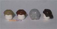 4x Lego Hair 64807 / 98921 Dark Tan, Reddish Brown, Light Grey, Brown Female NEW