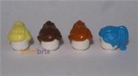 4x Lego Hair 87990 / 18227 Light Yellow, Brown, Dark Orange, Blue Female NEW