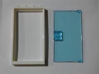 Lego Door Frame 1x4x6 White with Trans Blue Door 60596 60616 x 2 **NEW**