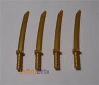 4x Lego Katana Swords 21459 / 30173 Gold Ninja Scimitar Samurai for Ninjago NEW