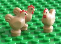 LEGO NEW 3 x Chickens Dark Tan - (Rooster Hen Chick Bird Farm Animal) - 95342 x3