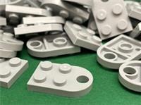 LEGO Plate, 2 x 3 With Rounded End & Pin Hole, Light Grey, No. 3176, 15 Pieces