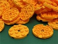 LEGO Plate, 4 x 4 Round With Hole & Snapstud, B. L. Orange, No. 60474, 10 Pieces