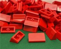 LEGO Slope, 1 x 2 (31) Red, Cheese Wedge, Roof, No. 83473, 85984 / 40 Pieces