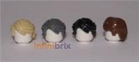 4x Lego Hair 61183 / 43753 Tan, Dark Grey, Black, Reddish Brown, Male NEW