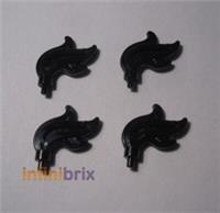 4x Lego Feather Plumes 28661 / 64647 Black for Minifigure Knight Helmets NEW