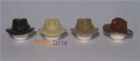 4x Lego Fedora 61506 Dark Brown, Reddish Brown, Tan for Minifigures NEW