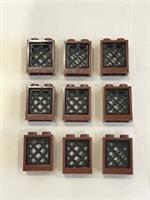 Lego 1x2x2 Reddish Brown Window Frame 60592 With Black Lattice 60601 x 9 NEW