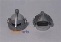 2x Lego Knight Helmets with Visors Silver/Light Grey for Minifigures Castle NEW