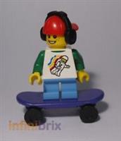 Lego Skateboard Kid Minifigure with Headphones Made of Genuine Lego Parts cus010