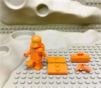 Lego Classic Space Commander Orange Minifigure Display Stand Ray Gun Toolbox