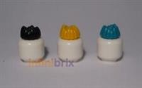 3x Lego Hair 68212 Black, Light Orange/Yellow, Turquoise Spiky Tuft NEW