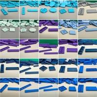 LEGO Smooth Tile Blue Purple Aqua 1x2 1x3 1x4 1x6 1x8 2x2 2x4, 10 Pieces