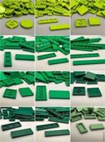 LEGO Smooth Tile Lime, Dark, Sand Green, 1x3 1x4 1x6 1x8 2x2 2x4 - 10 Pieces