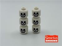 Lego Minifigure Skeleton Head x 6 Standard White Skull Head P/N 3626pb0001 NEW