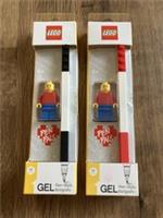 Lego ORIGINAL 0.7mm Medium Point BLACK And RED GEL Pens + Lego MINI-FIGURES