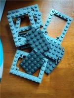 5x LEGO trap door gate 6x8 4x6 Light And Dark Bluish Grey hinges New Part 92107