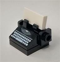 Lego - Traditional Retro Black Manual Typewriter + Paper - NEW - Custom #209