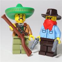 LEGO Cowboy Bandit Minifigure x2 Western Mexican Sombrero Genuine Parts