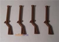4x Lego Flintlock Musket Guns 2561 Reddish Brown Rifles for Pirates NEW 4211311
