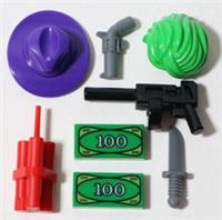 LEGO Joker Minifigure Accessory Pack Hat Hair Pistol Knife DC 1989 Heath Ledger