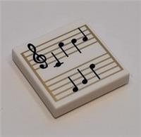 Lego Printed 2x2 Tiles - Music Score Sheet - ID 66586 - NEW