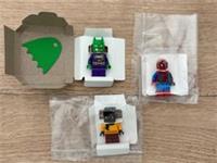 3 RARE Lego book figures IMPOSTER JOKER BATMAN, MAKENA & CYBORG SPIDER-MAN