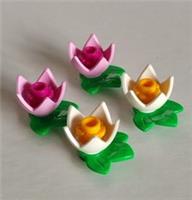 Lego - 4 Large White & Pink Water Lily Like Flowers - NEW - Custom #37