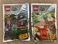 LEGO 2 JURASSIC WORLD FOIL PACKS NEW SEALED POLYBAGS SINJIN PRESCOTT AND RAPTOR