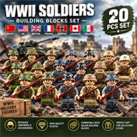 LEGO WW2 20X British World War Soldier Army Minifigures Toy Model War Games