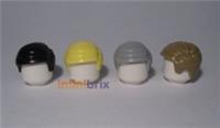 4x Lego Hair 99930 Black, Light Yellow, Light Grey, Dark Tan Male Side Partin