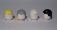 4x Lego Hair 92081 Light Yellow, Light Grey, White, Black Male Combed Back NEW