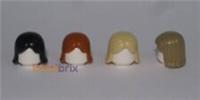 4x Lego Hair 4530 / 96859 Black, Dark Orange, Tan, Dark Tan Male/Female NEW