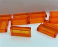 LEGO Tile, 1 x 2 Smooth Tile, Orange Transparent, No. 3069, 30070 / 10 Pieces