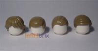 4x Lego Dark Tan Male Hair Pieces NEW