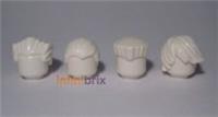 4x Lego White Male Hair Pieces NEW