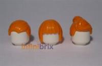 3x Lego Orange Male / Female Hair Pieces NEW