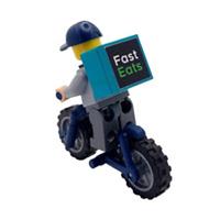 Genuine LEGO Food Pizza Delivery Male Minifigure Cap Mountain BMX Bicycle Gift