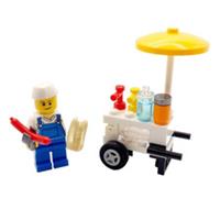 Genuine LEGO Hot Dog Food Stand Cart & Chef Cook Minifigure Funfair Food Gift