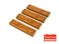 LEGO 4x Wood Grain 4 Silver Nails Medium Nougat Tile 1 x 4 P/N 2431pb652 NEW