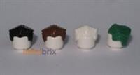 4x Lego Hair 64798 / 90461 Black, Reddish Brown, White, Green Male NEW