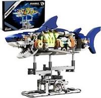 Mechanical Shark Building Set with Stand & Light 687pcs Compatible with Legos