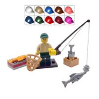 Genuine LEGO Fishing Gift Fisherman Angler Male Man Minifigure Rod Angling 1